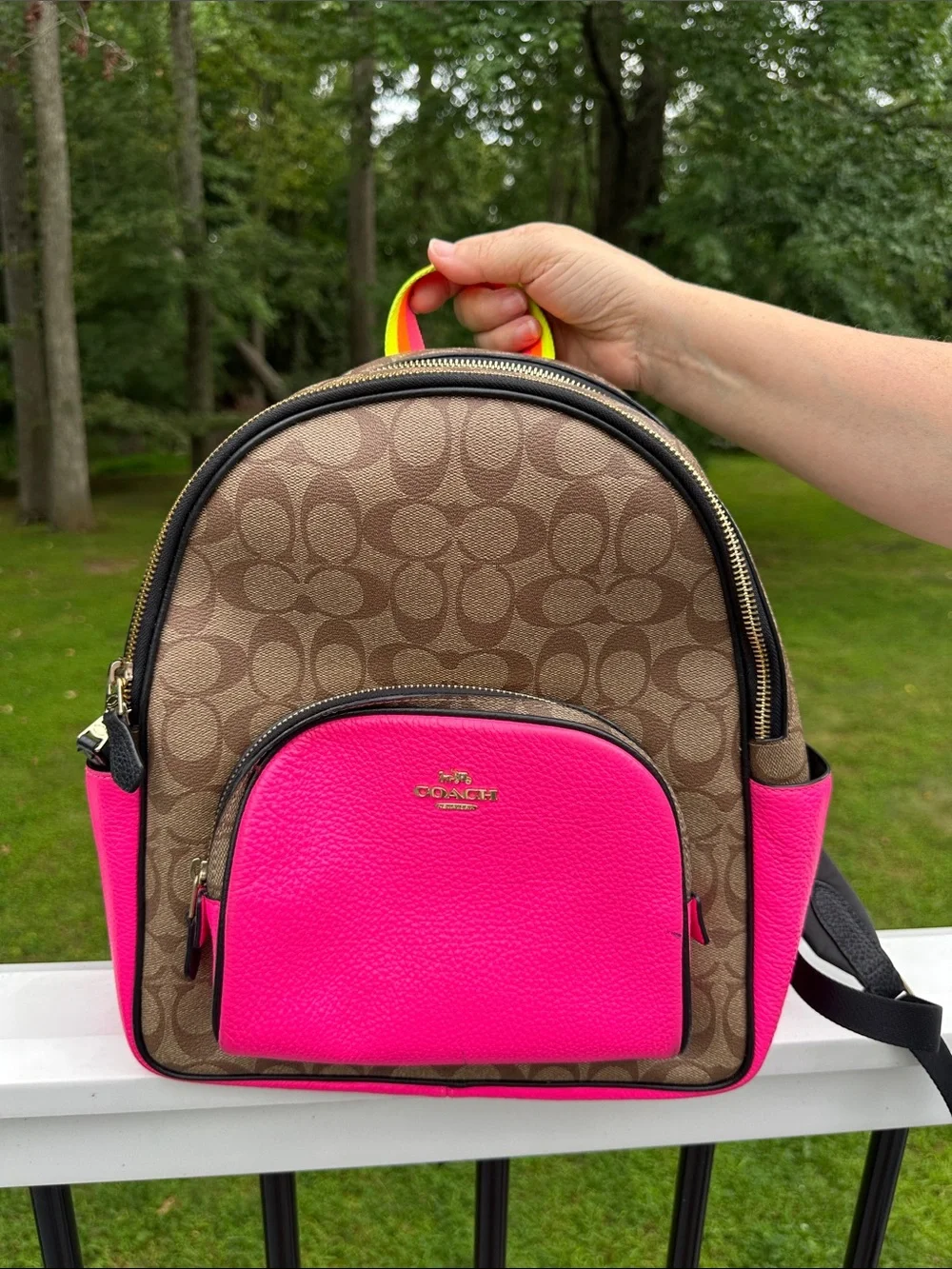 Coach Court Backpack in Color-block Signature Canvas C5808